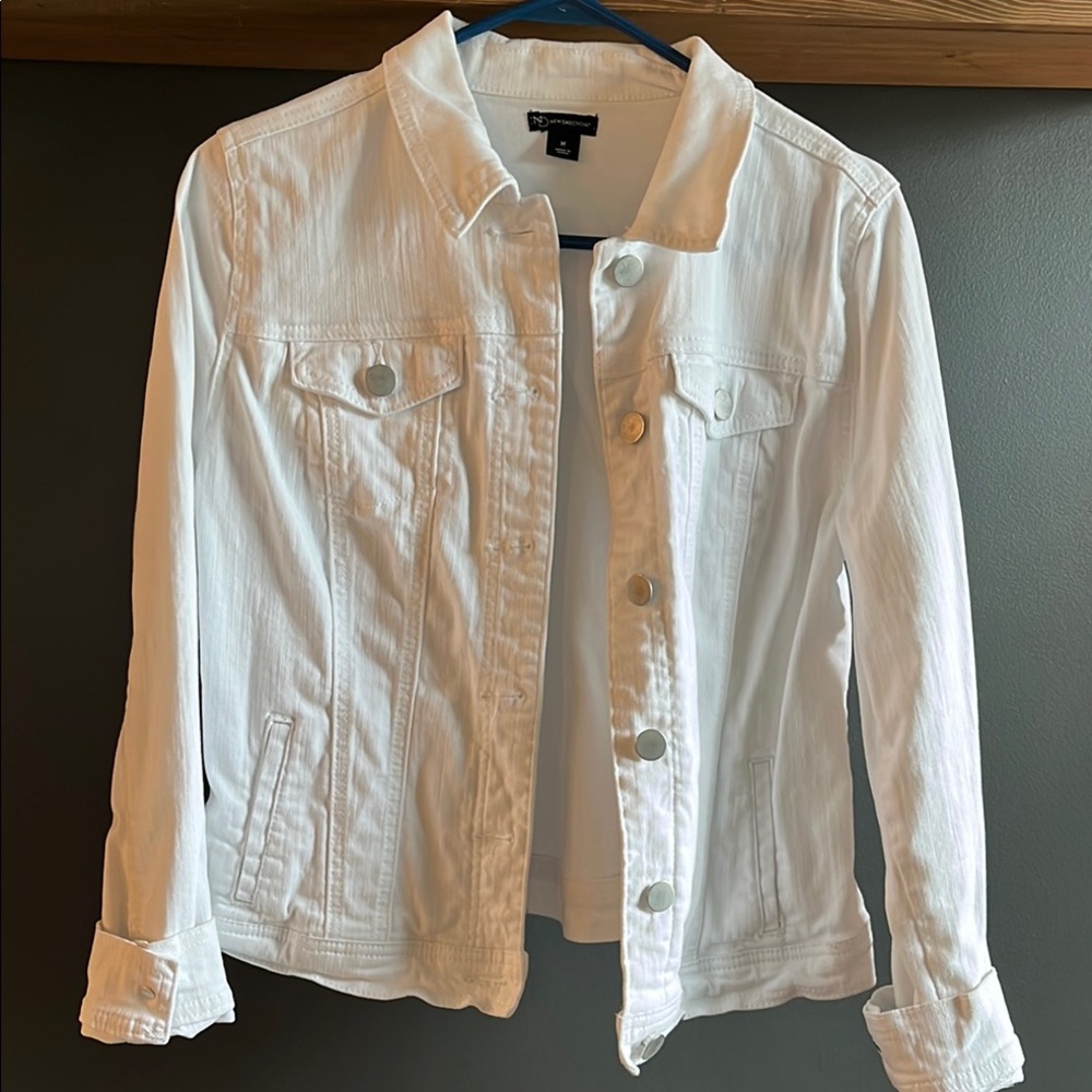 New Directions White Jean Jacket Classic Denim Style